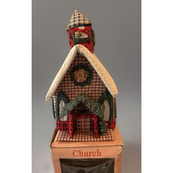 Quilted Fabric Christmas Church Village House w/ Box – Christmas Traditions - Picture 2 of 9
